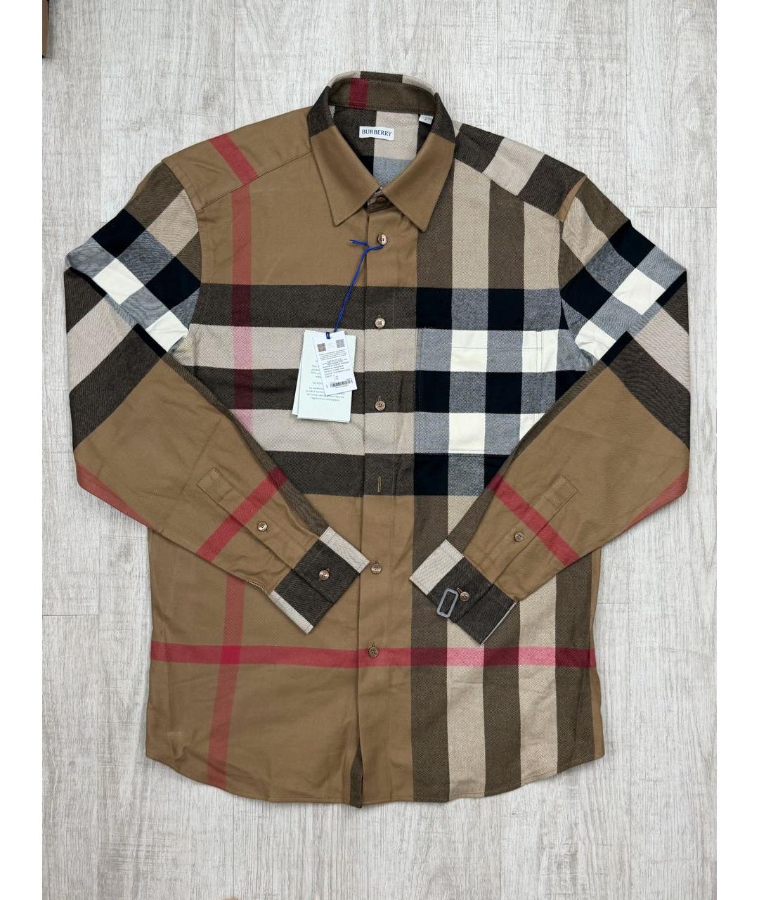 BURBERRY Коричневая хлопковая классическая рубашка, фото 7