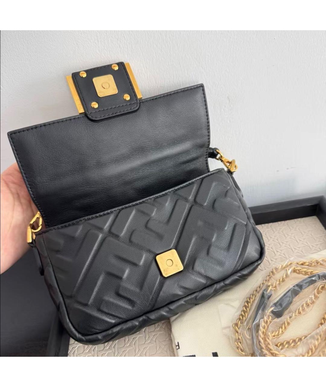 FENDI Черная кожаная сумка через плечо, фото 5
