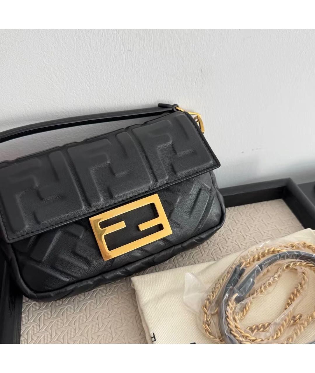 FENDI Черная кожаная сумка через плечо, фото 7