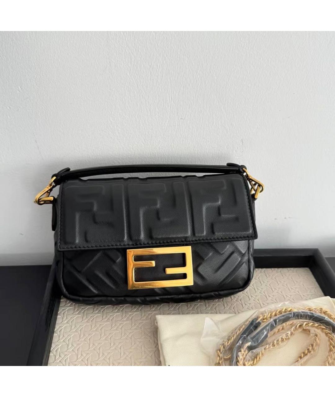 FENDI Черная кожаная сумка через плечо, фото 9
