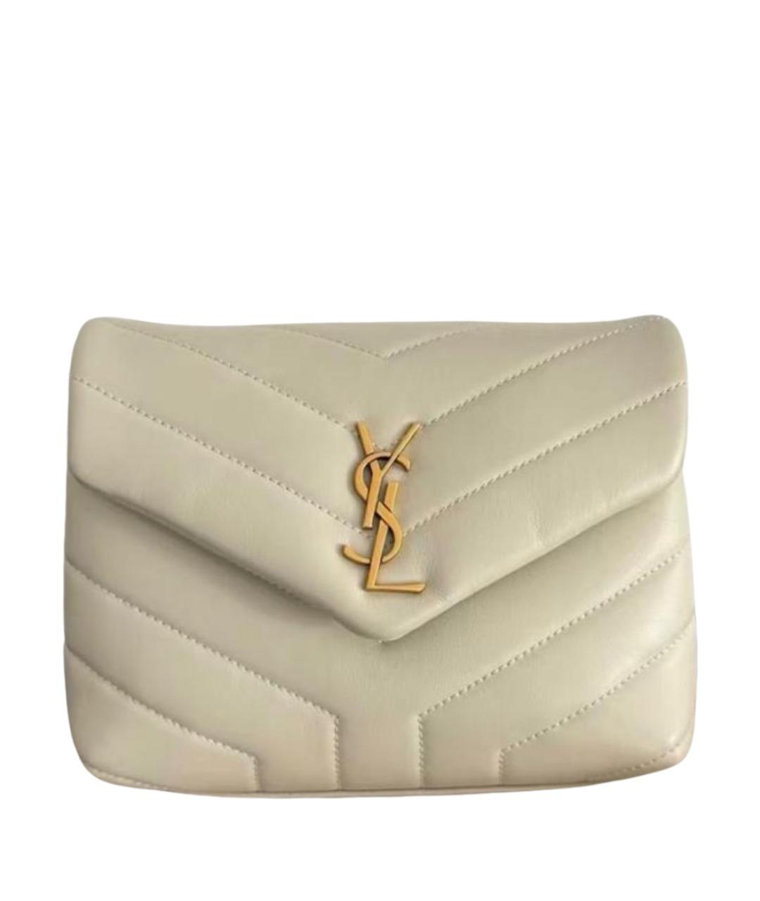 SAINT LAURENT Бежевая кожаная сумка через плечо, фото 1