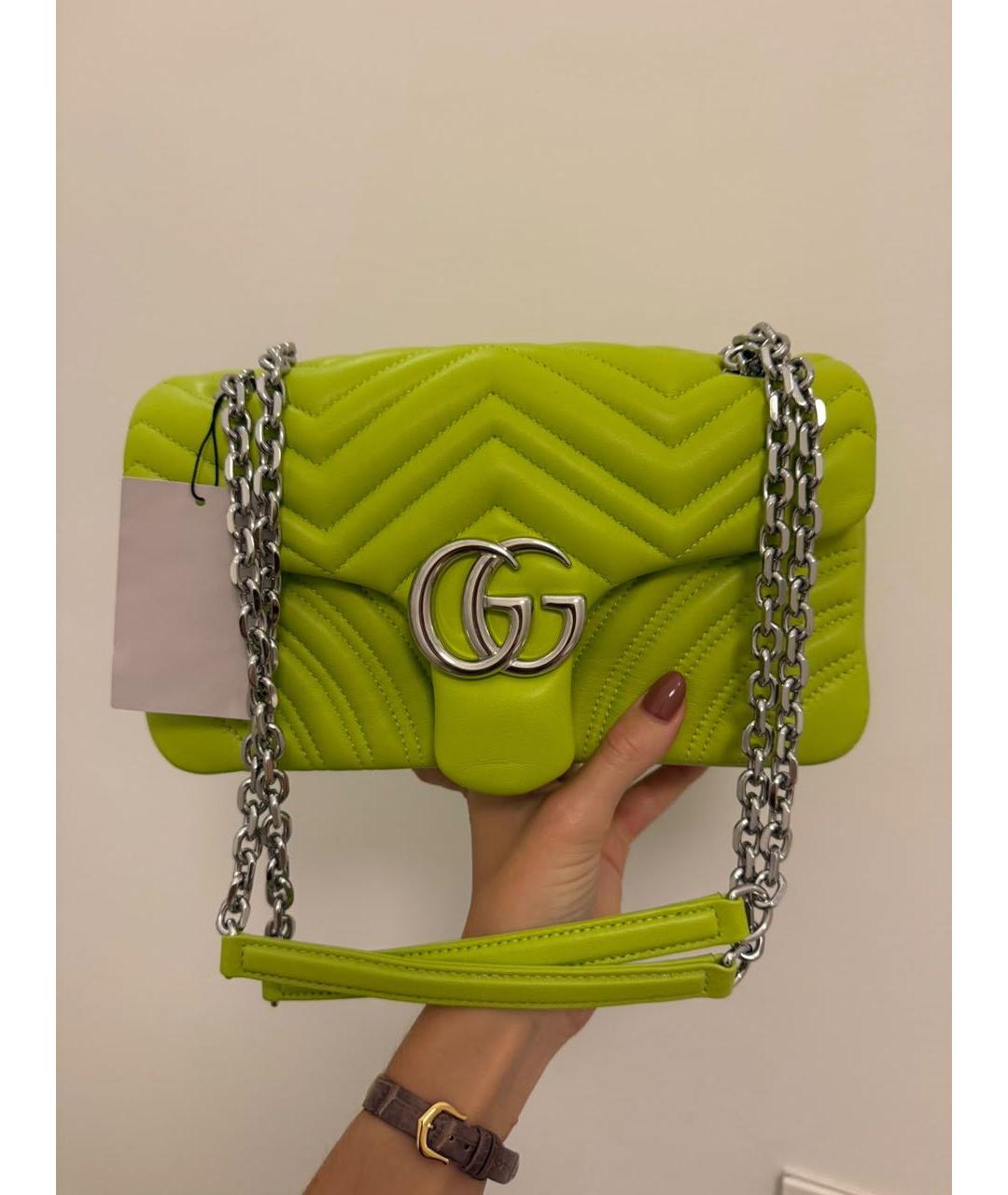 GUCCI Салатовая кожаная сумка через плечо, фото 2
