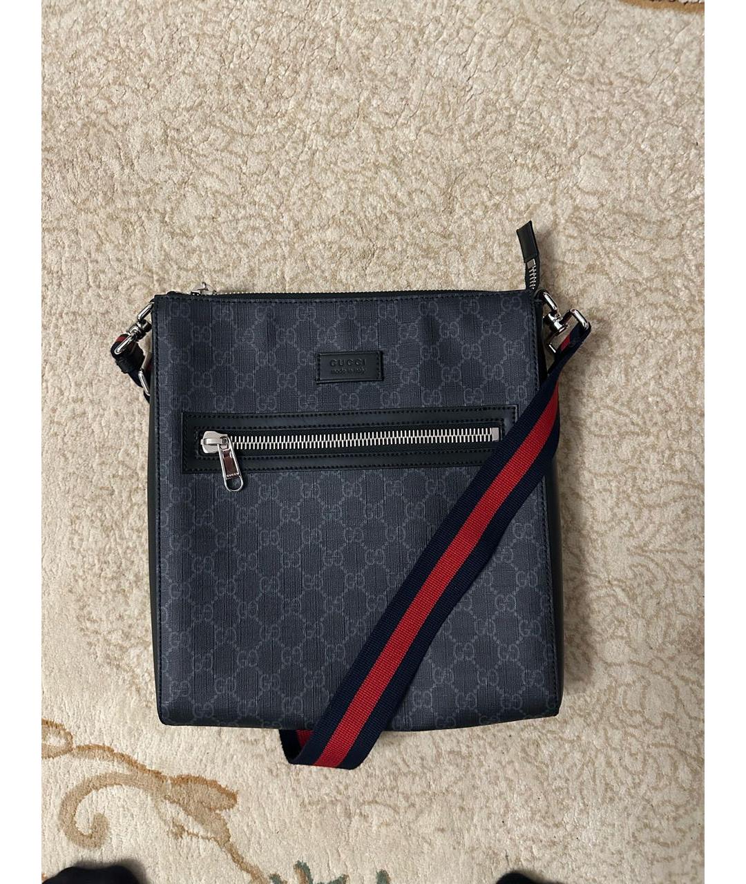 GUCCI Серая сумка на плечо из канвы, фото 6