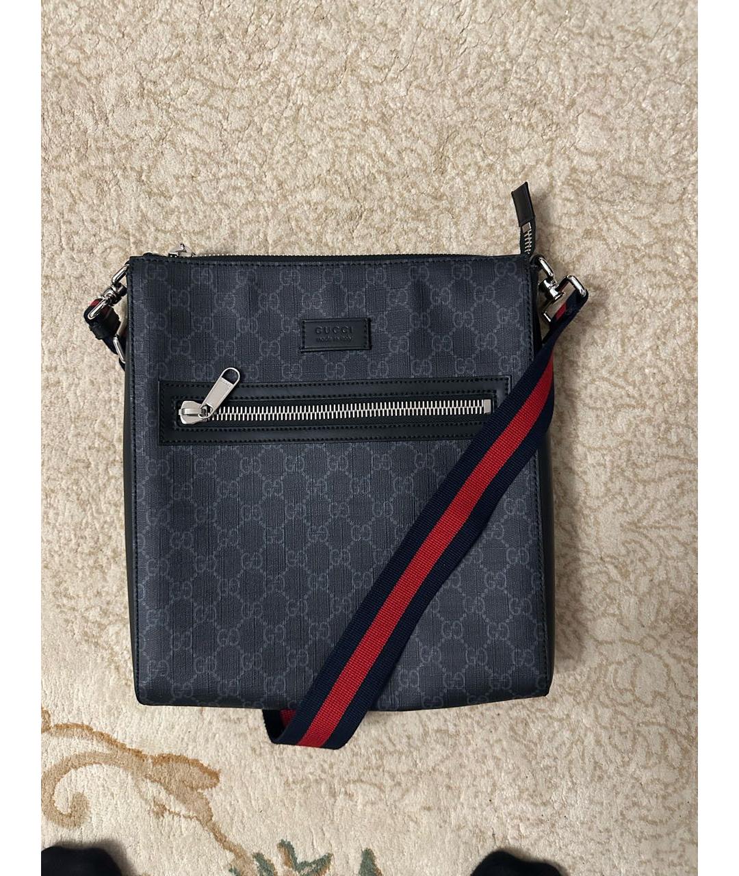 GUCCI Серая сумка на плечо из канвы, фото 2