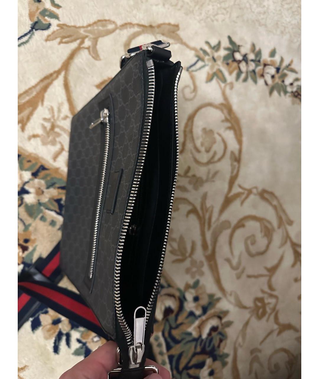 GUCCI Серая сумка на плечо из канвы, фото 4