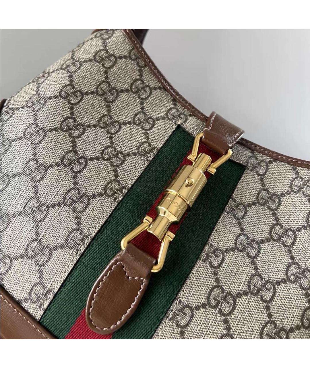 GUCCI Коричневая сумка с короткими ручками из канвы, фото 6