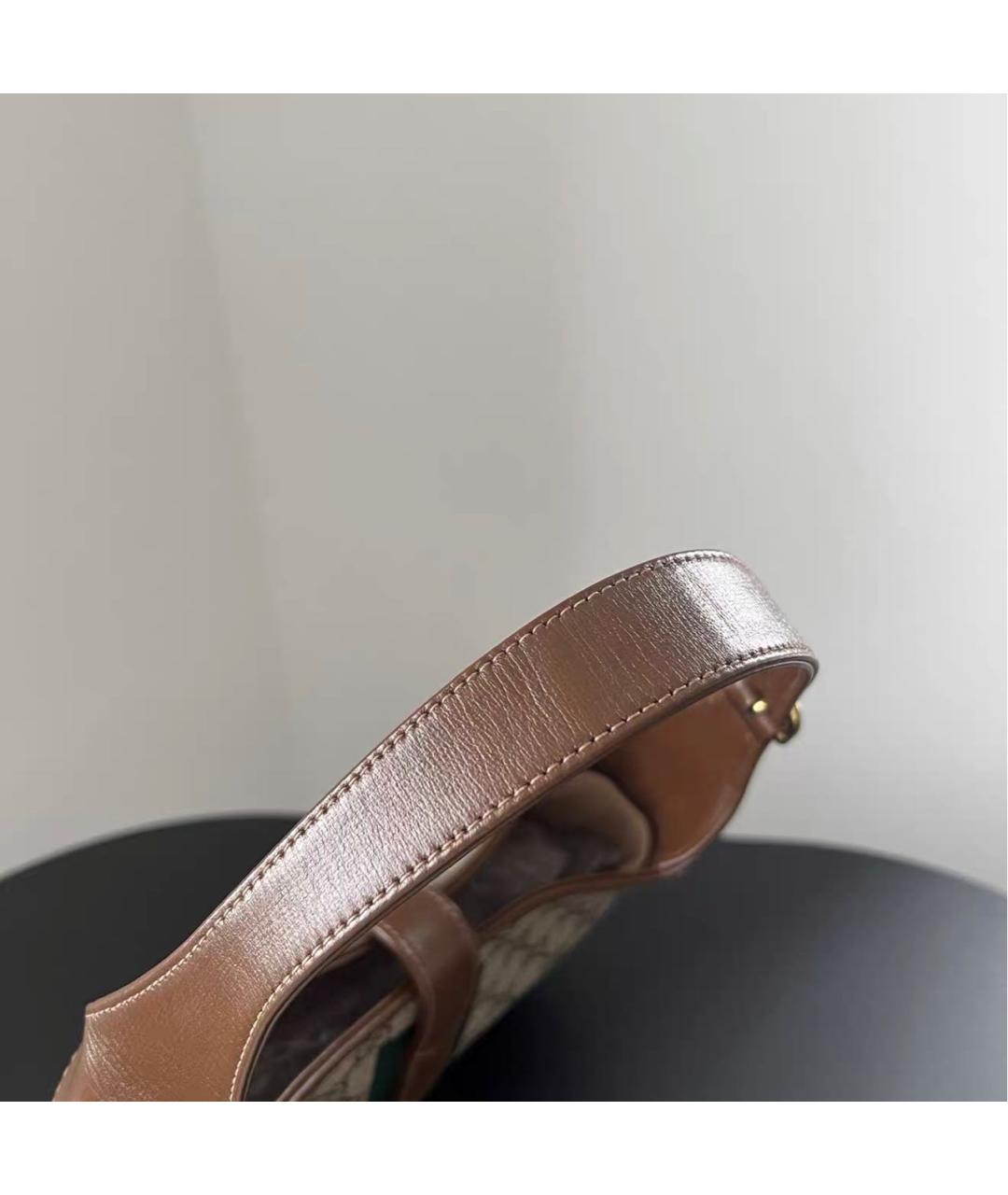 GUCCI Коричневая сумка с короткими ручками из канвы, фото 7