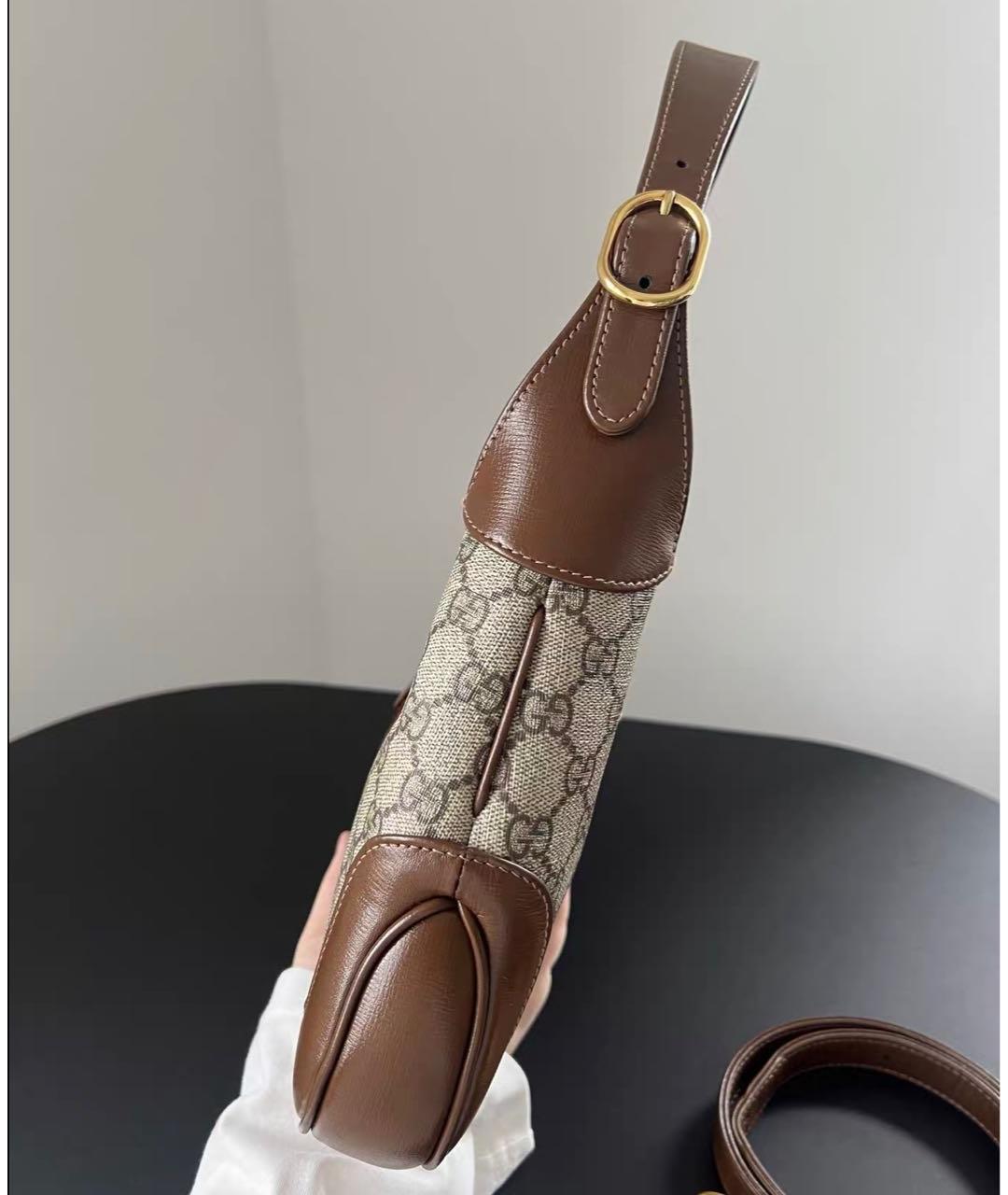 GUCCI Коричневая сумка с короткими ручками из канвы, фото 3