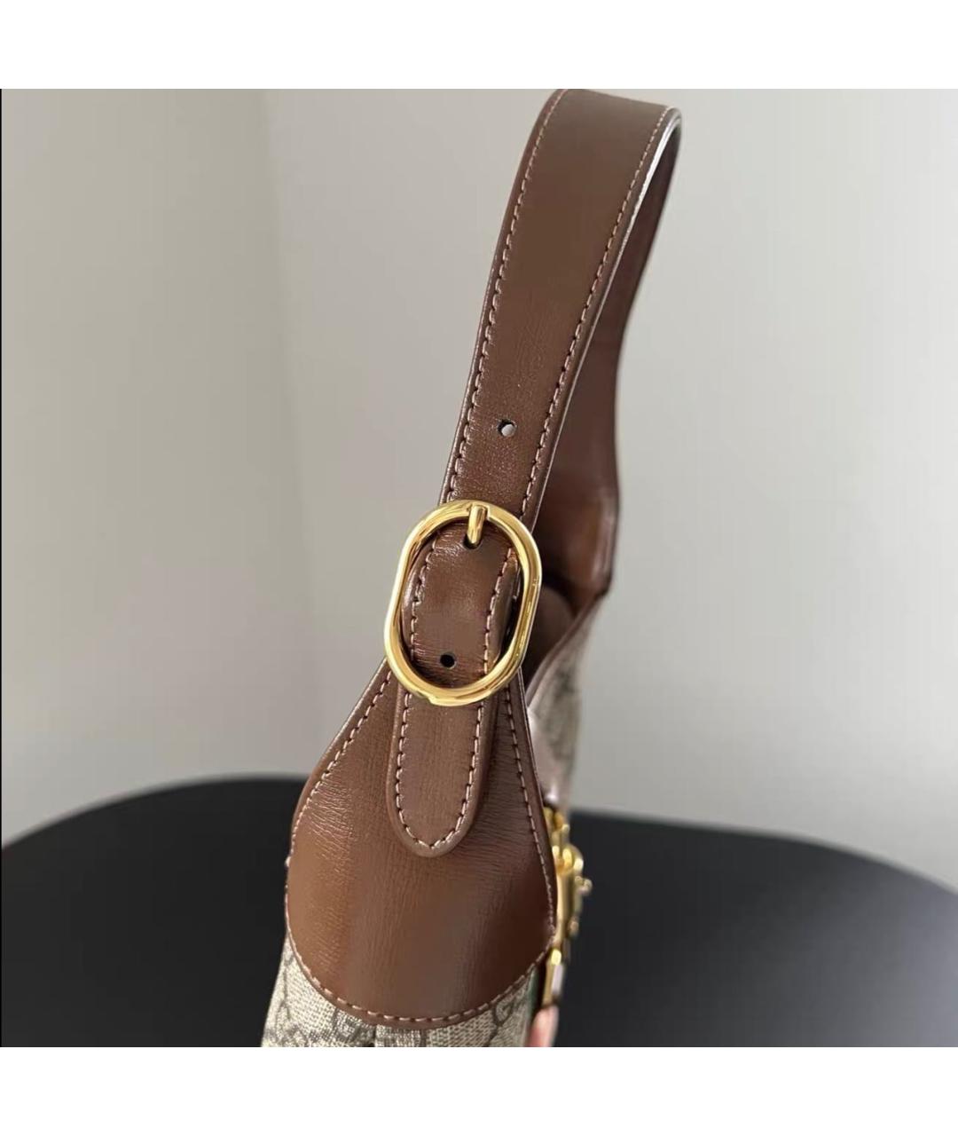 GUCCI Коричневая сумка с короткими ручками из канвы, фото 5