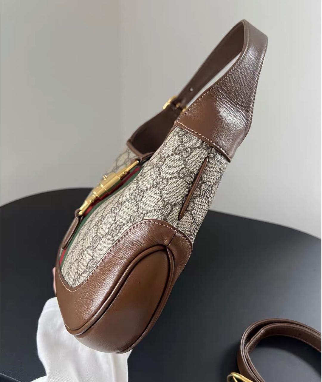 GUCCI Коричневая сумка с короткими ручками из канвы, фото 4