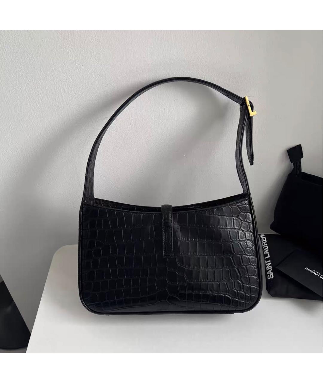SAINT LAURENT Черная кожаная сумка с короткими ручками, фото 2