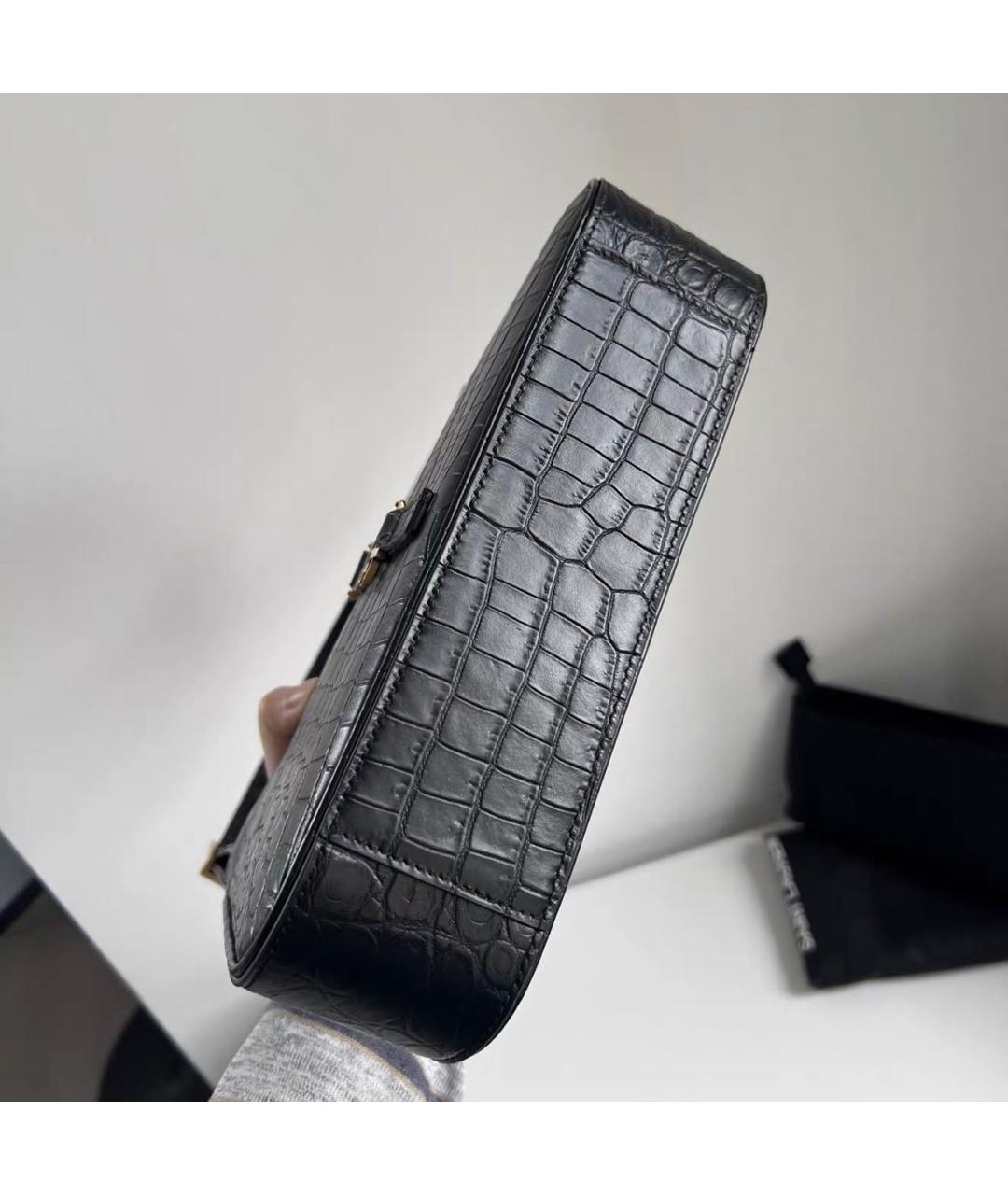 SAINT LAURENT Черная кожаная сумка с короткими ручками, фото 4