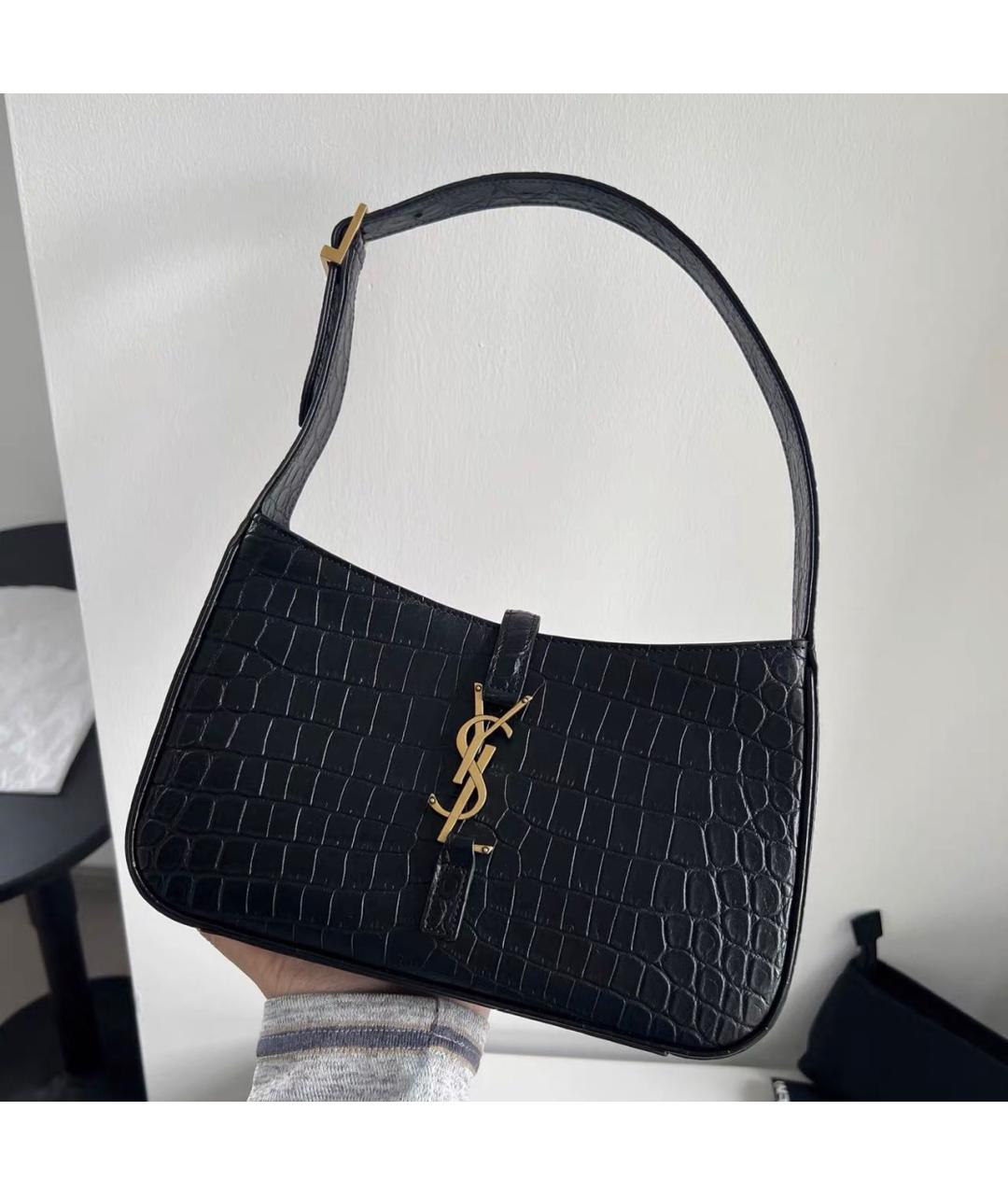 SAINT LAURENT Черная кожаная сумка с короткими ручками, фото 9