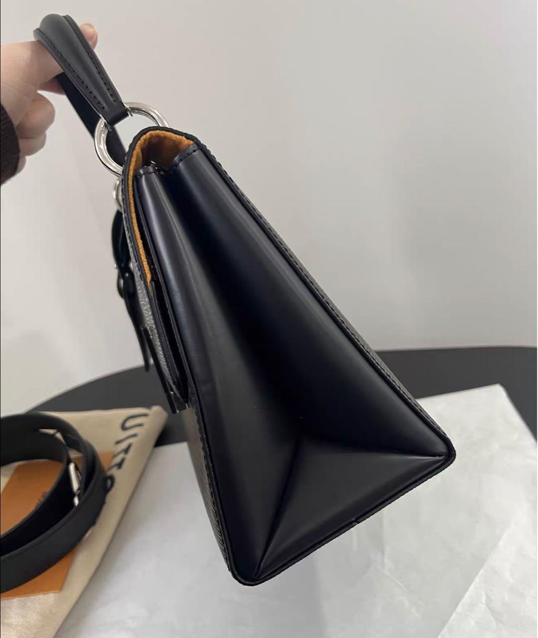 LOUIS VUITTON Черная кожаная сумка тоут, фото 3