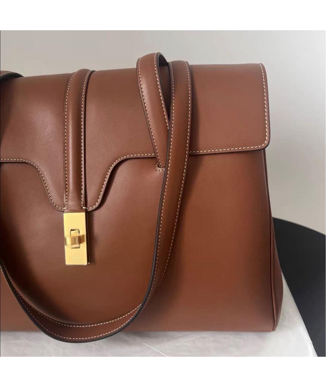 CELINE Коричневая кожаная сумка тоут, фото 3