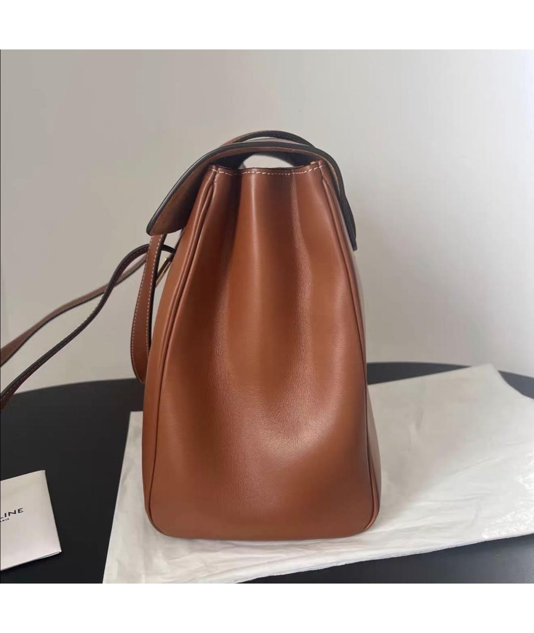 CELINE Коричневая кожаная сумка тоут, фото 4