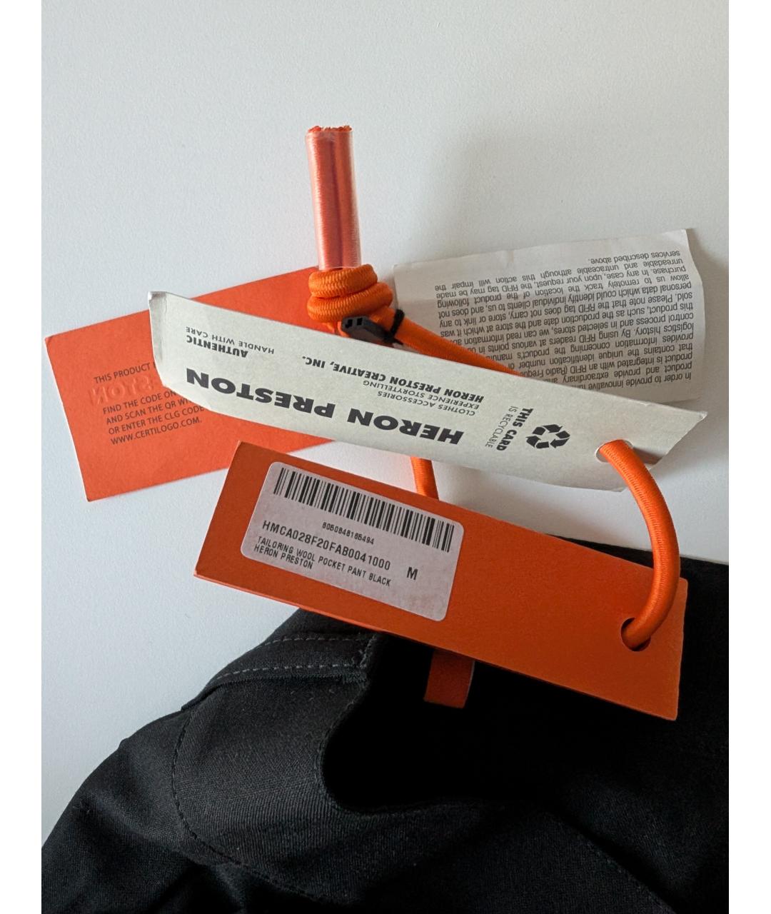 HERON PRESTON Черные шерстяные повседневные брюки, фото 6
