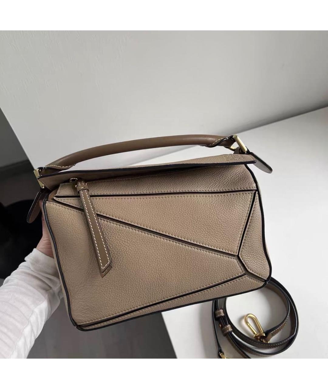 LOEWE Бежевая кожаная сумка через плечо, фото 9