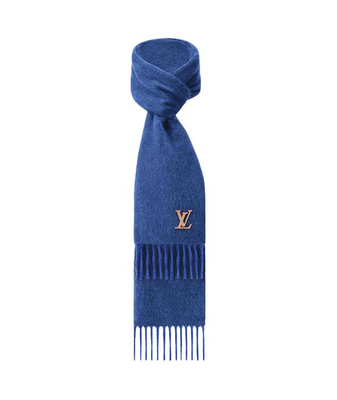 LOUIS VUITTON Синий кашемировый шарф, фото 2
