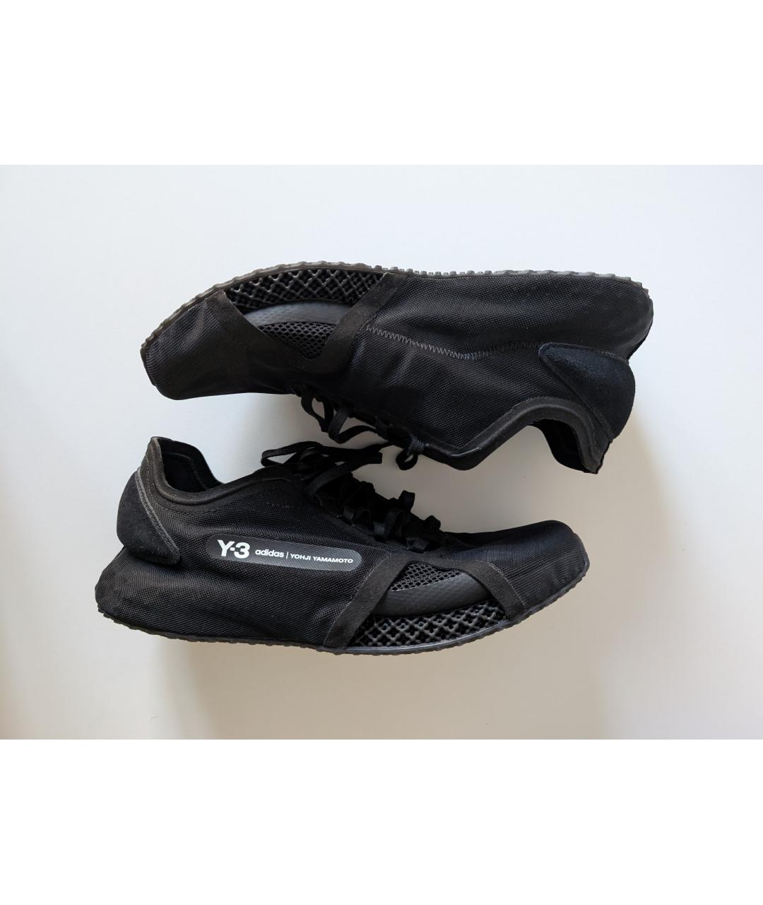 Y-3 Черные синтетические низкие кроссовки / кеды, фото 4