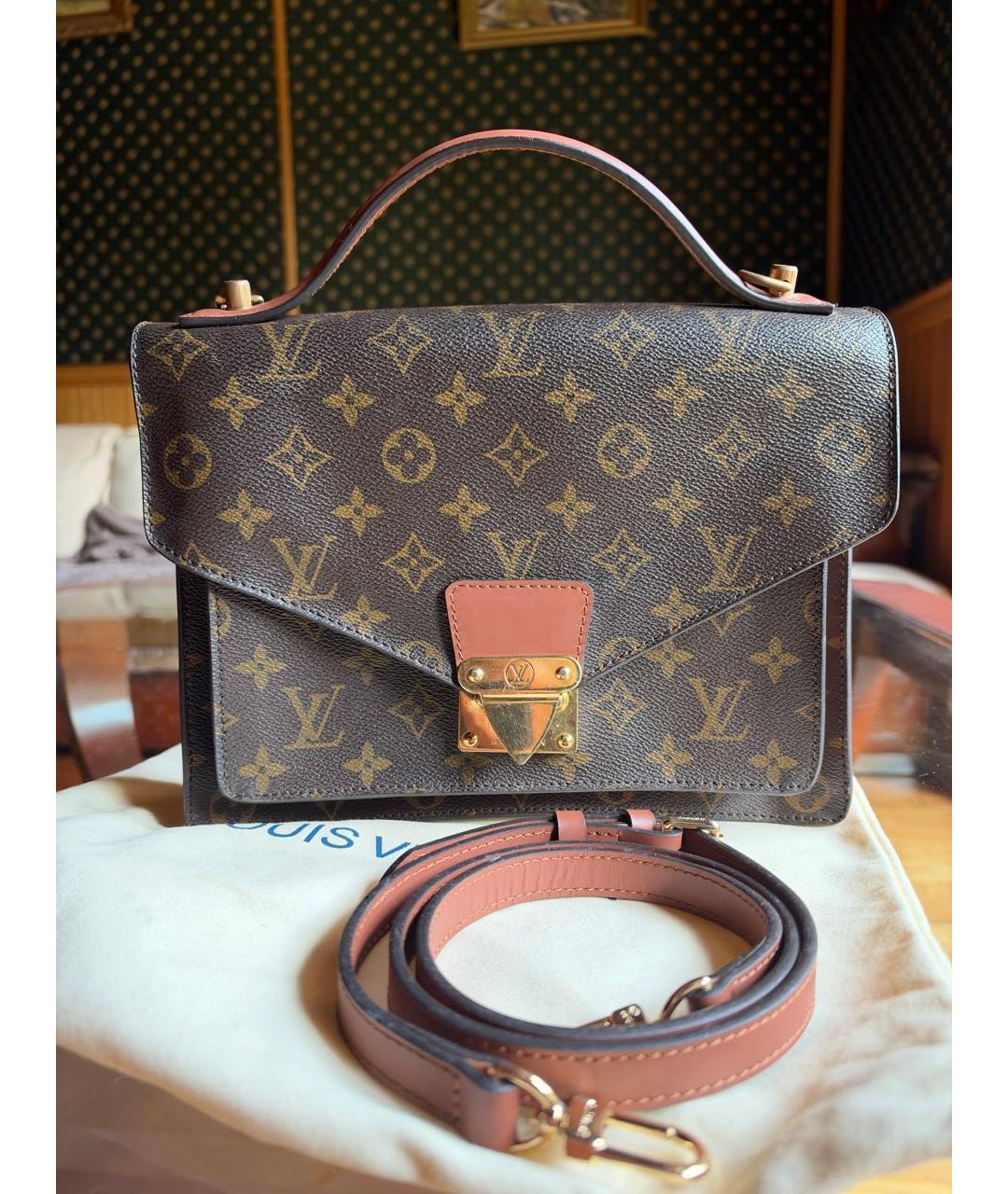 LOUIS VUITTON Коричневая сумка с короткими ручками из канвы, фото 9