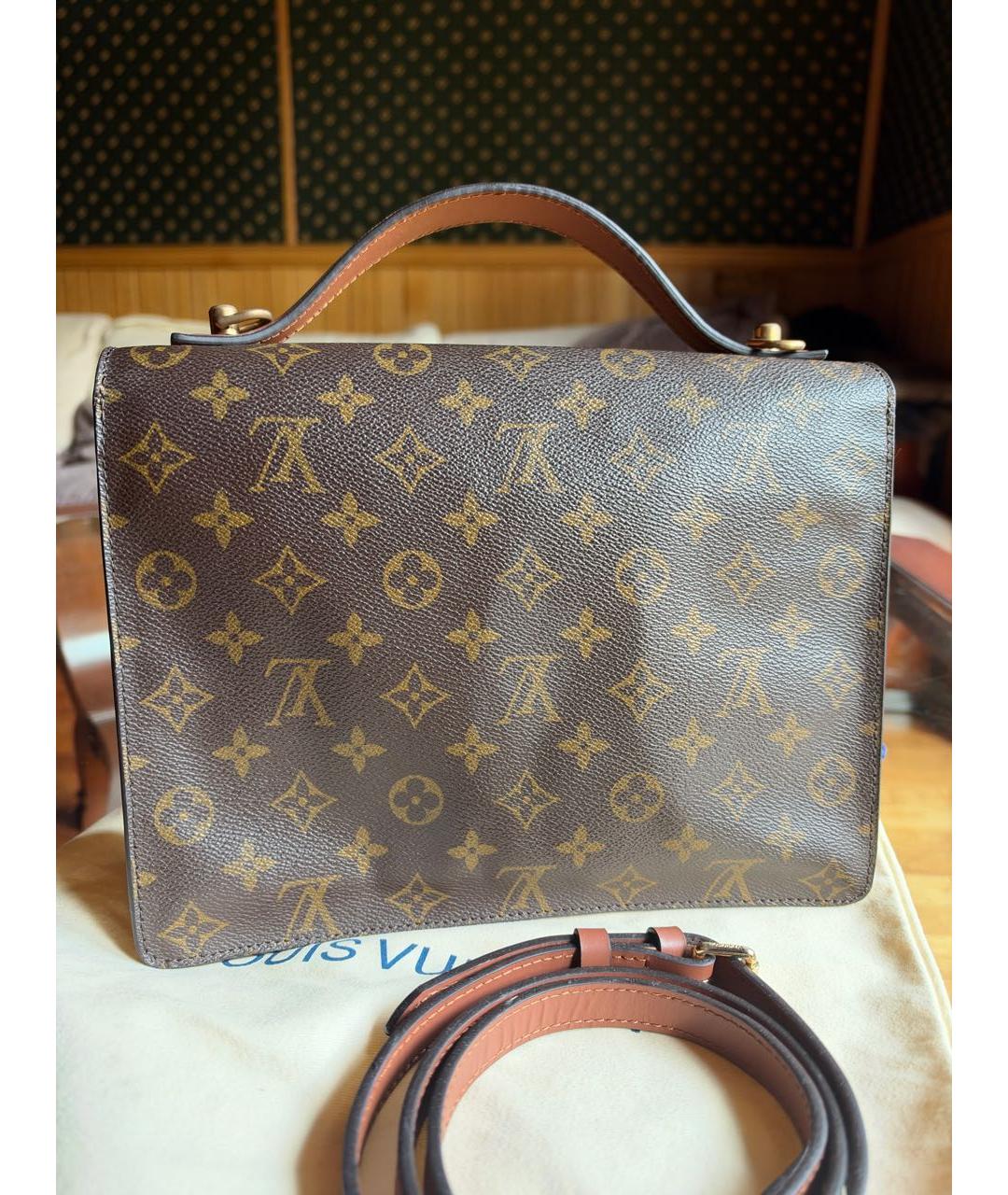 LOUIS VUITTON Коричневая сумка с короткими ручками из канвы, фото 2