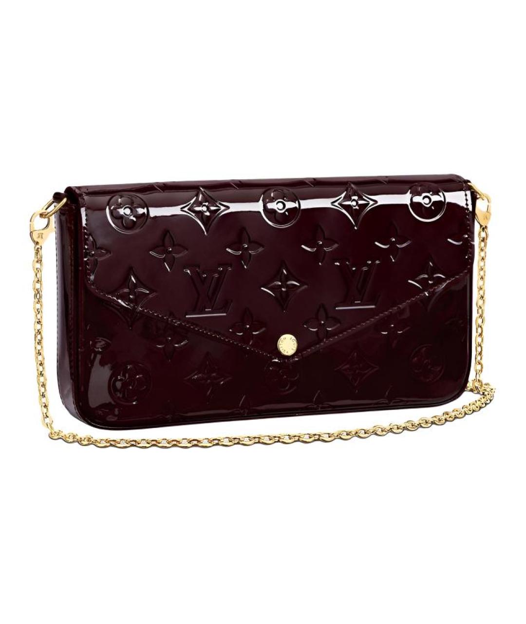 LOUIS VUITTON Бордовая кожаная сумка через плечо, фото 6