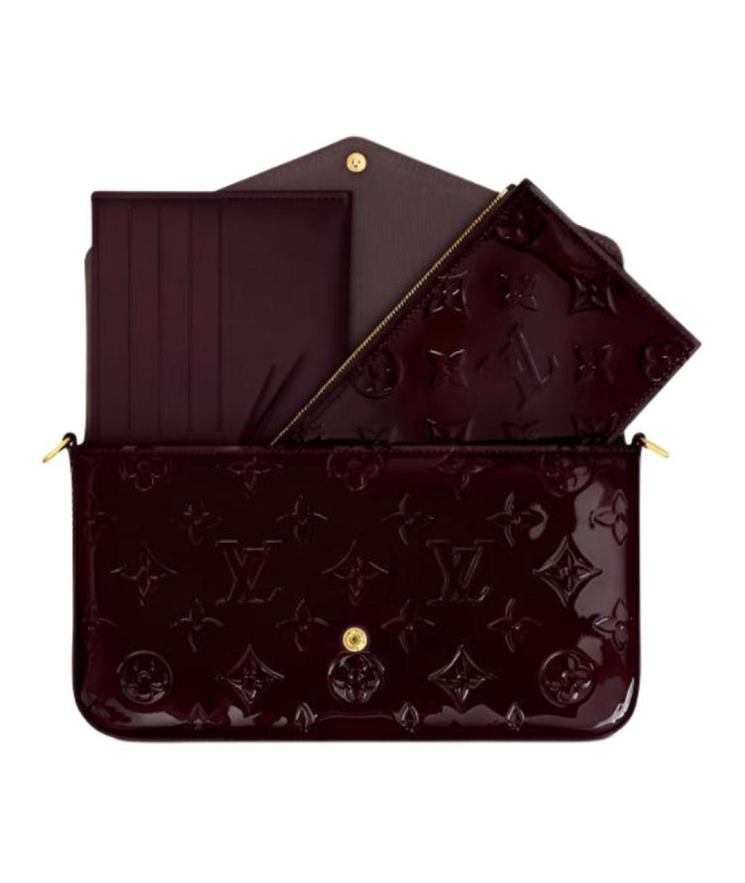 LOUIS VUITTON Бордовая кожаная сумка через плечо, фото 3