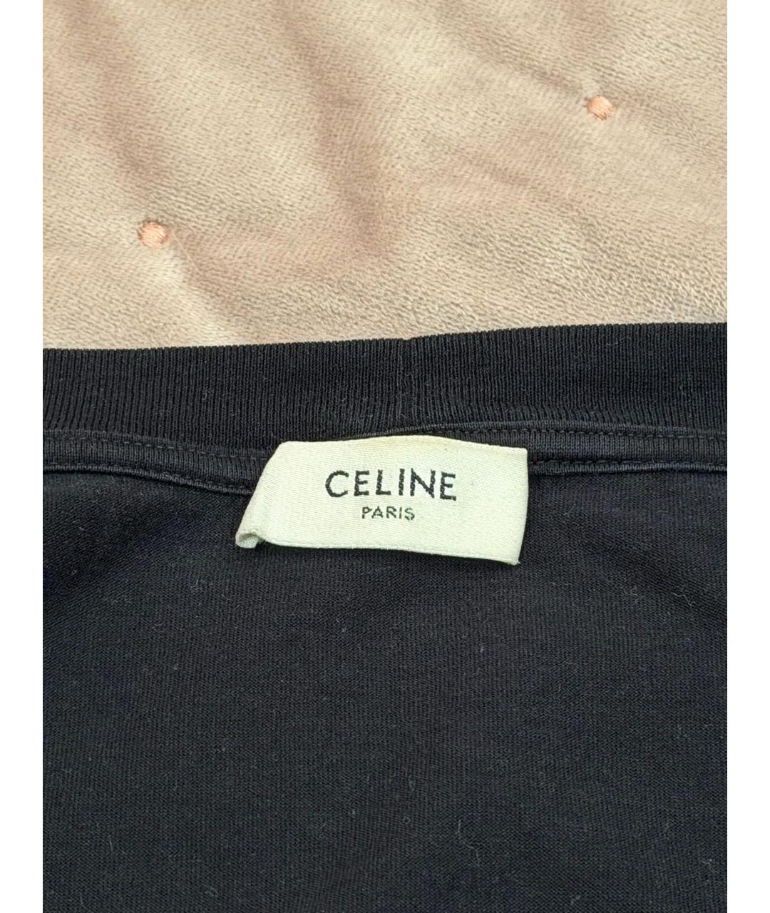 CELINE Черная хлопковая футболка, фото 4