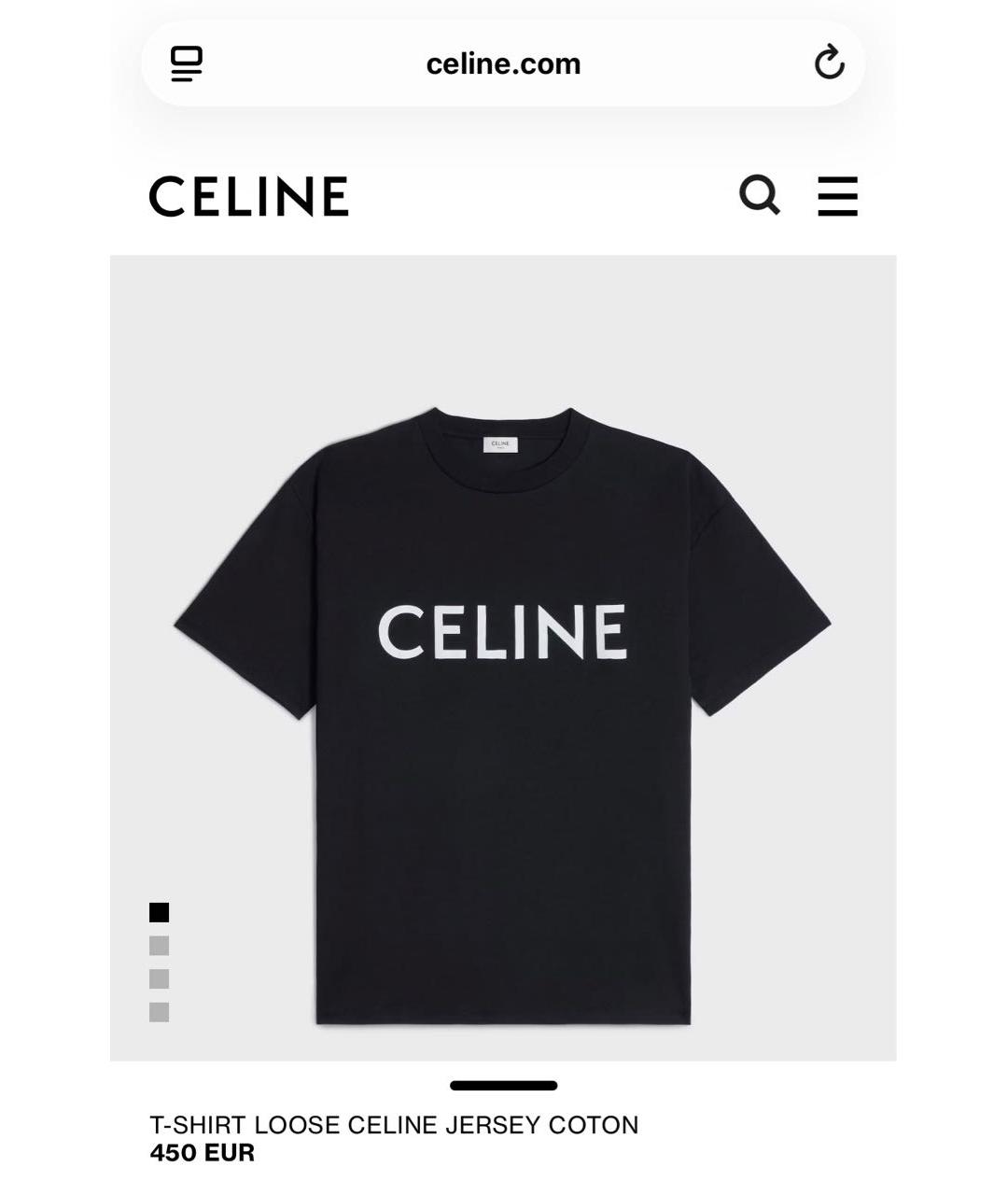 CELINE Черная хлопковая футболка, фото 5