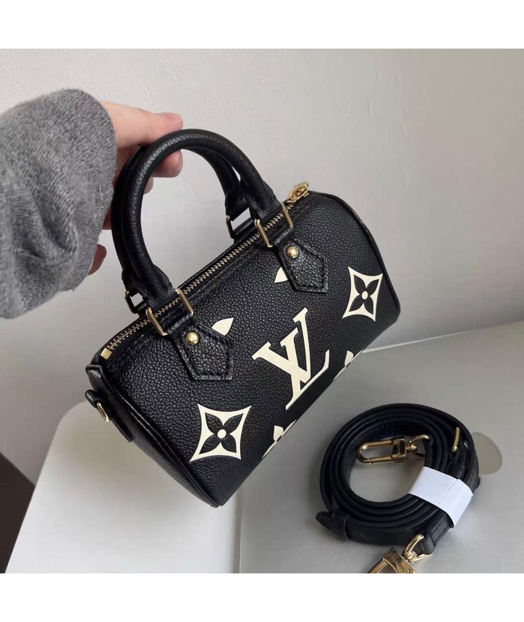 LOUIS VUITTON Черная кожаная сумка с короткими ручками, фото 2