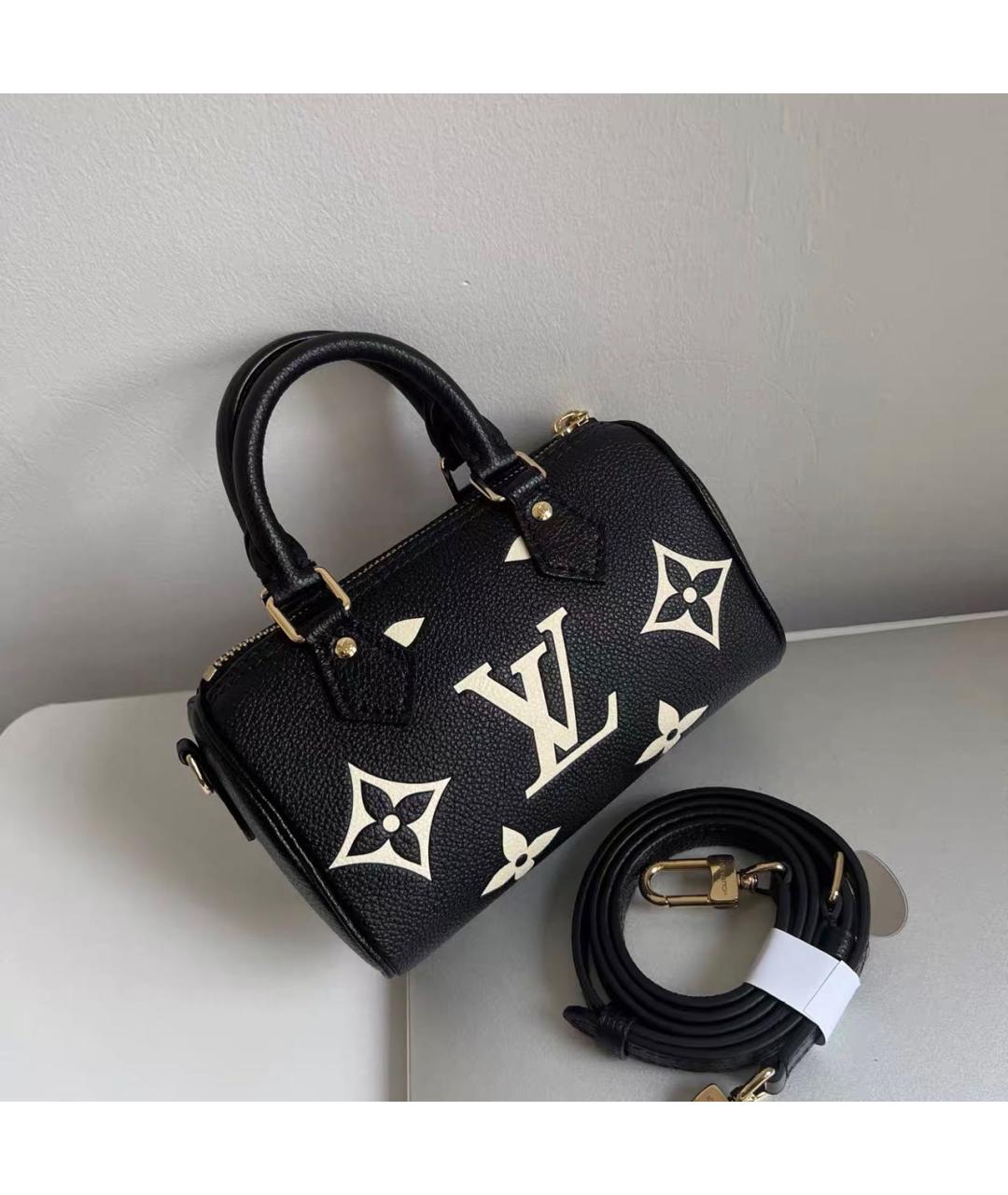 LOUIS VUITTON Черная кожаная сумка с короткими ручками, фото 6