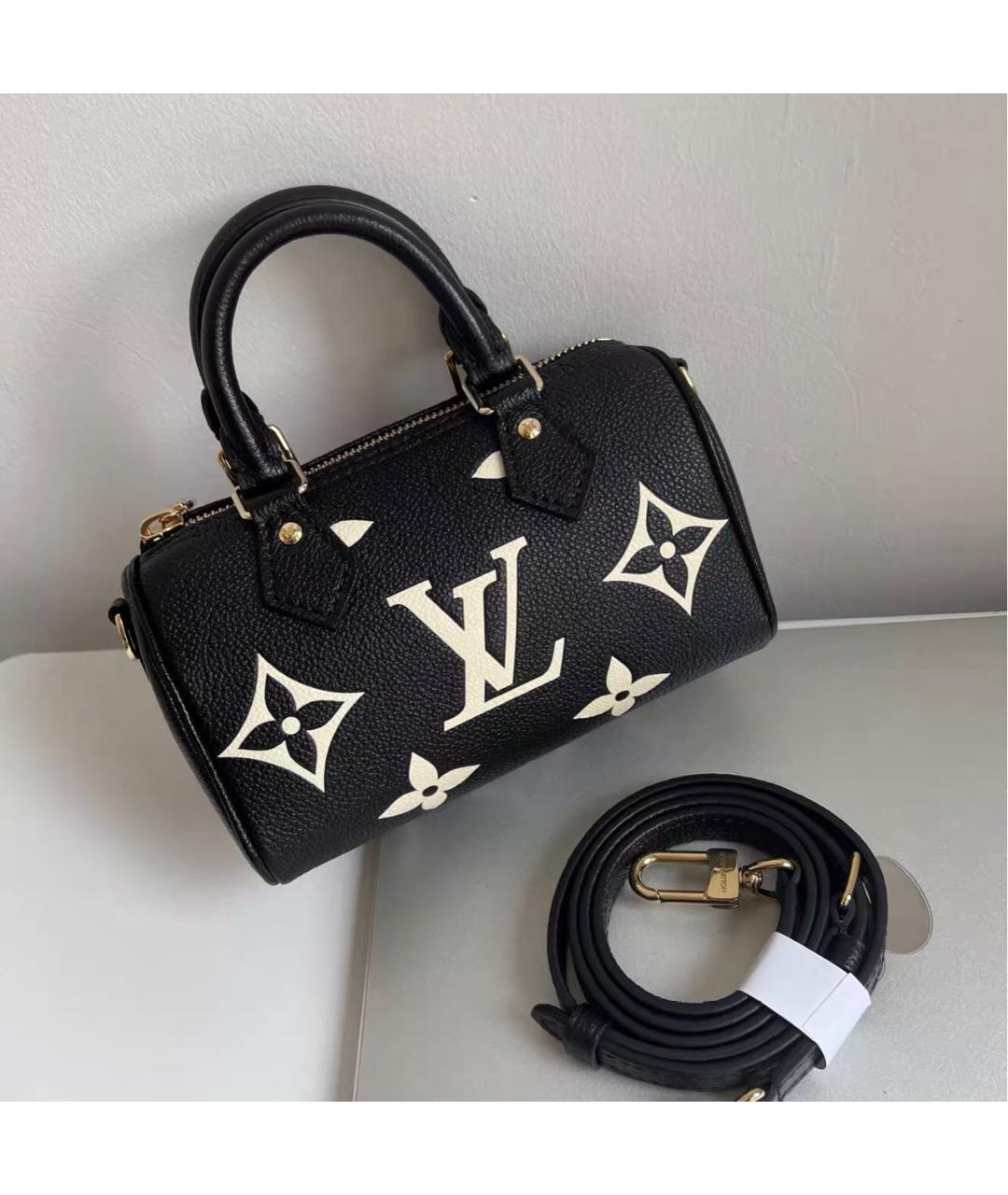 LOUIS VUITTON Черная кожаная сумка с короткими ручками, фото 8