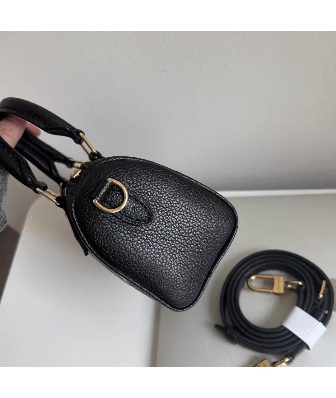 LOUIS VUITTON Черная кожаная сумка с короткими ручками, фото 3