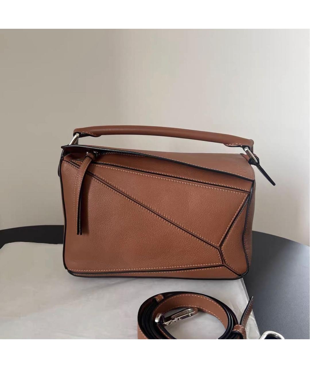 LOEWE Коричневая кожаная сумка через плечо, фото 9