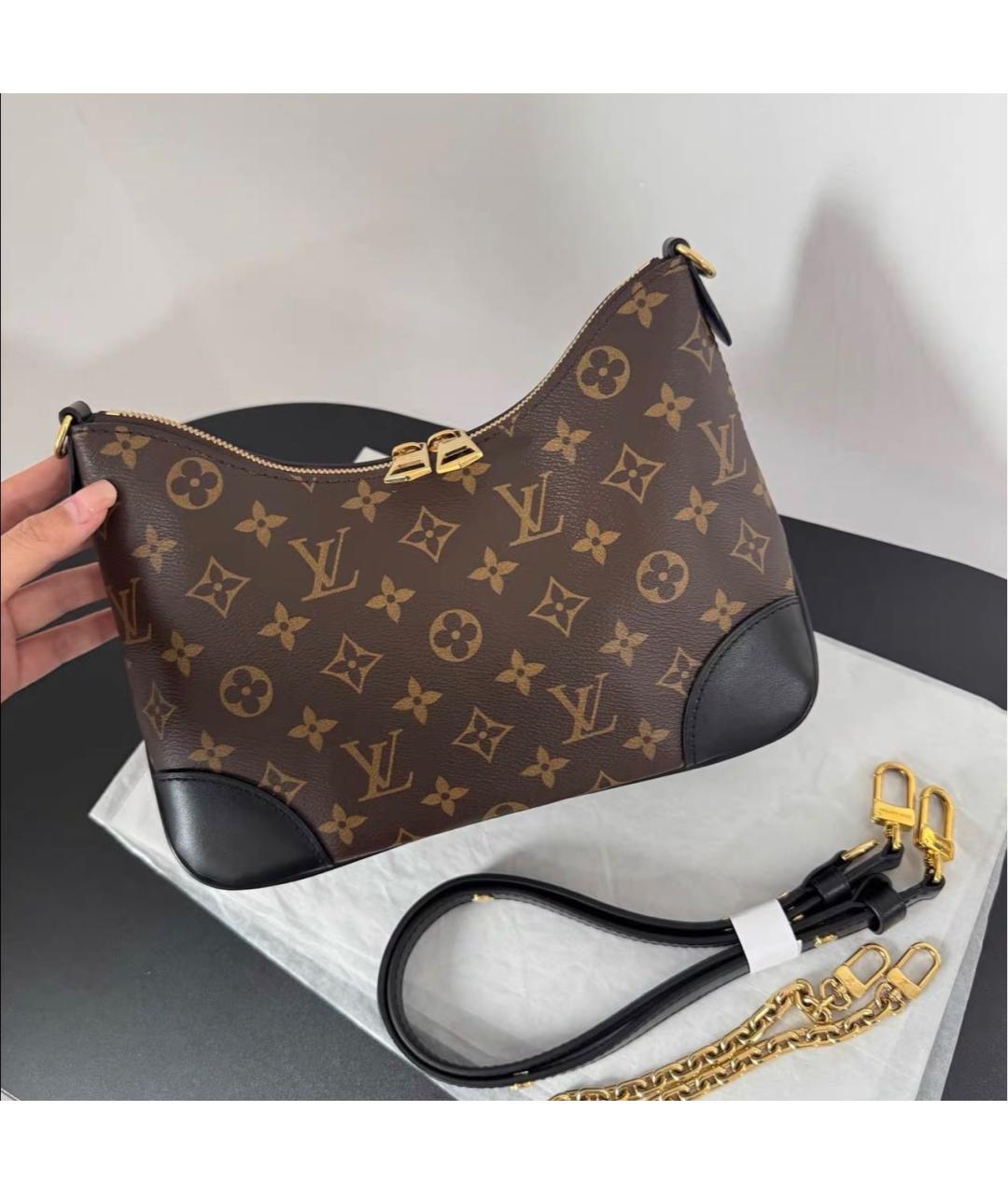 LOUIS VUITTON Коричневая кожаная сумка тоут, фото 4