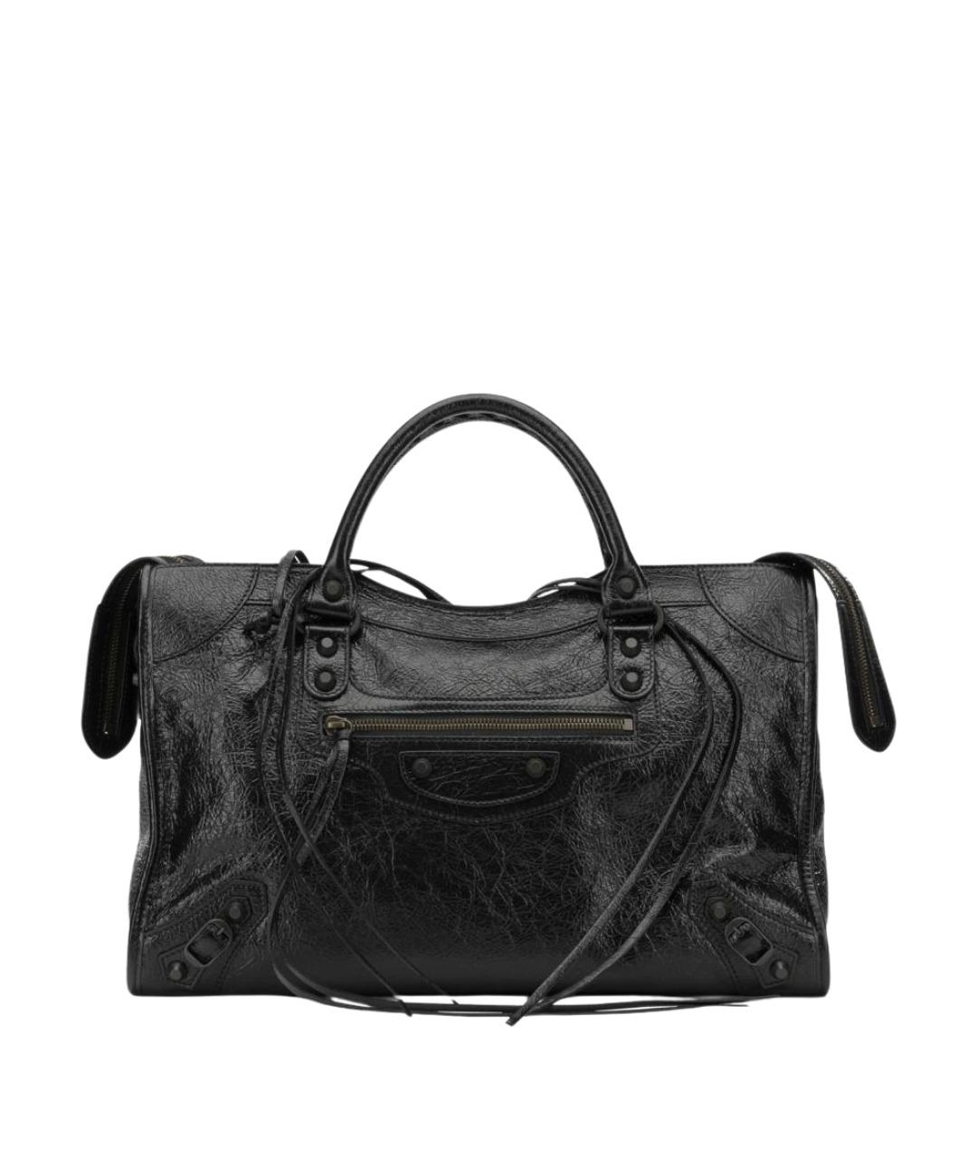 BALENCIAGA Черная кожаная сумка тоут, фото 1