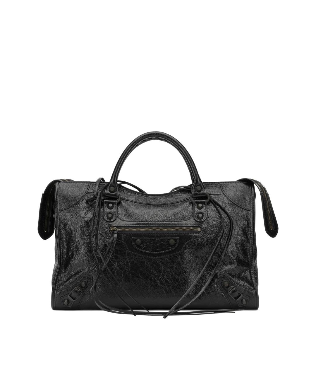 BALENCIAGA Черная кожаная сумка тоут, фото 6