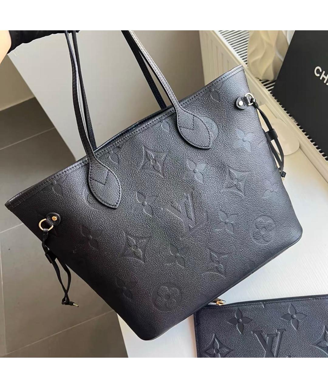 LOUIS VUITTON Черная кожаная сумка тоут, фото 2