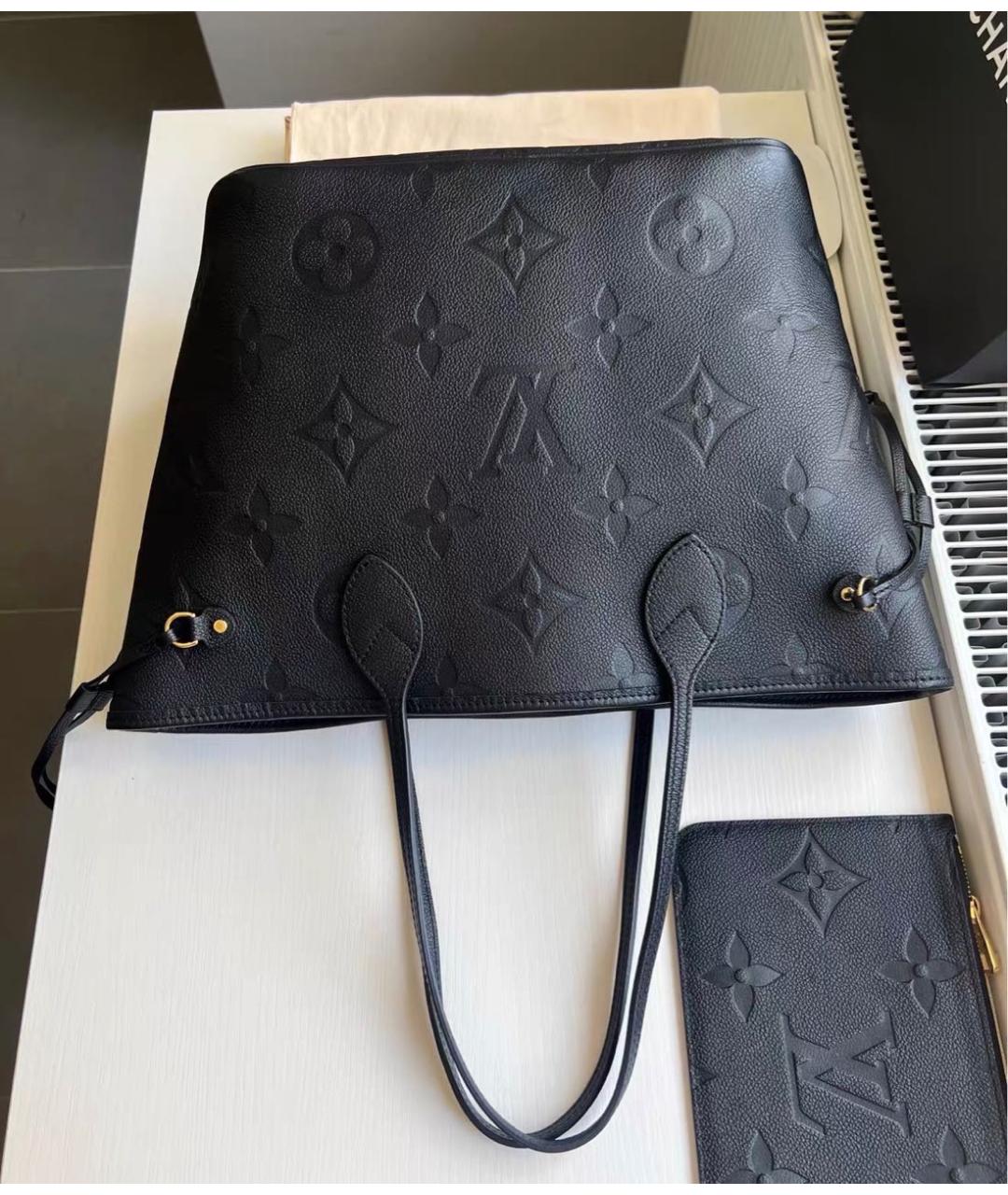 LOUIS VUITTON Черная кожаная сумка тоут, фото 9