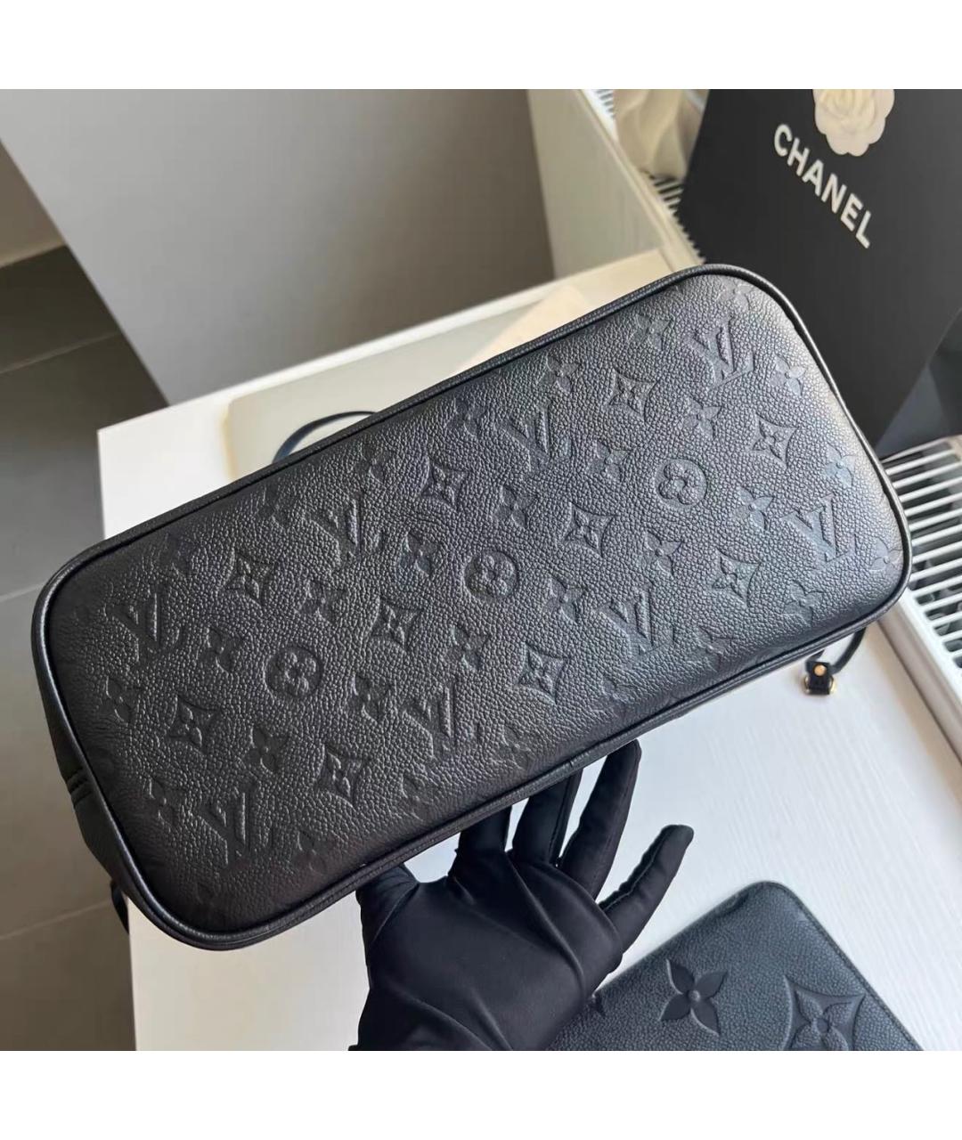 LOUIS VUITTON Черная кожаная сумка тоут, фото 7