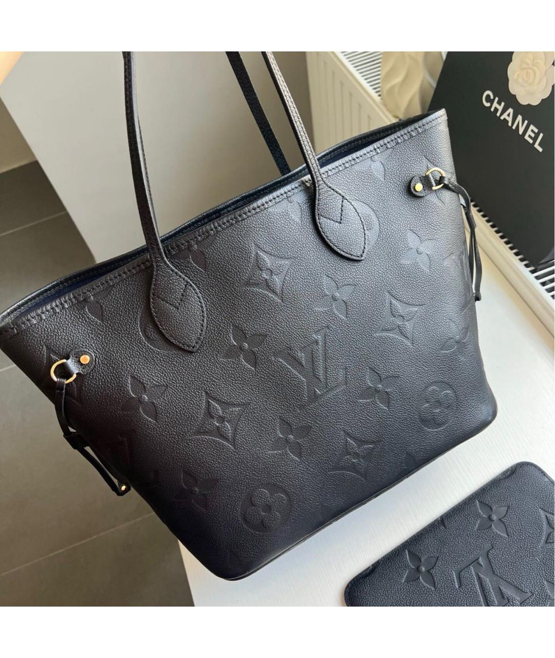 LOUIS VUITTON Черная кожаная сумка тоут, фото 3
