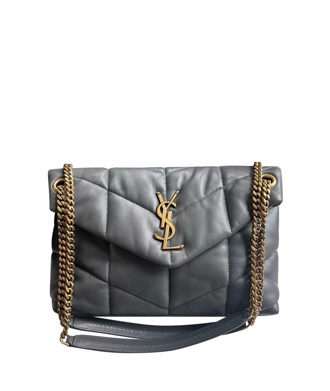 SAINT LAURENT Антрацитовая кожаная сумка через плечо, фото 1