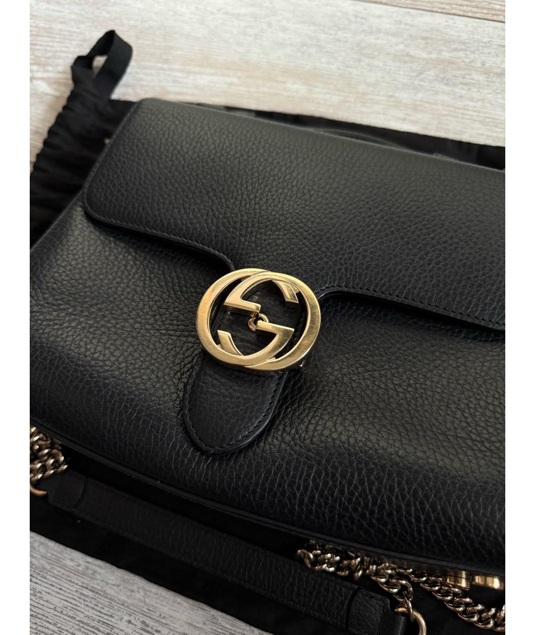GUCCI Черная кожаная сумка на плечо, фото 2