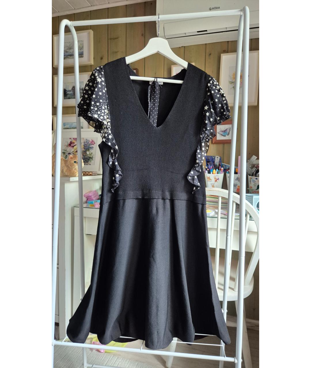 RED VALENTINO Черное вискозное повседневное платье, фото 8
