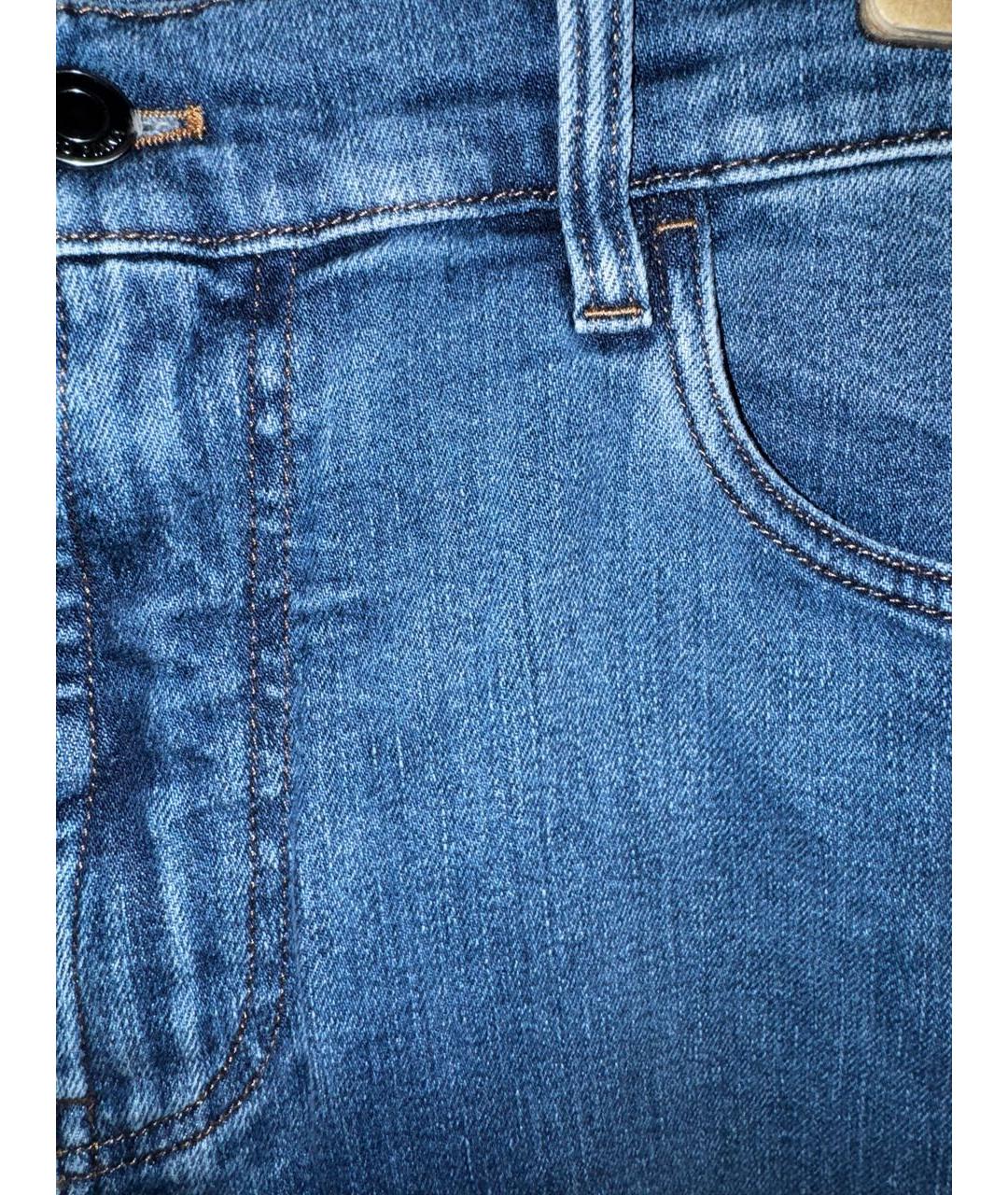 LORO PIANA Синие хлопко-эластановые прямые джинсы, фото 4