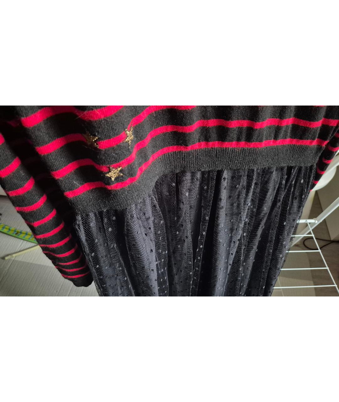 RED VALENTINO Черное шерстяное повседневное платье, фото 4
