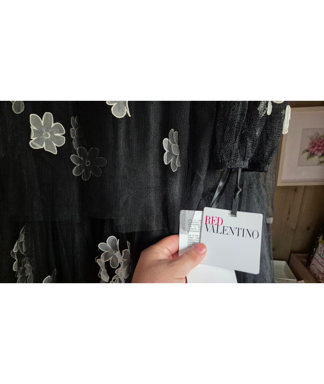 RED VALENTINO Черное полиэстеровое вечернее платье, фото 4