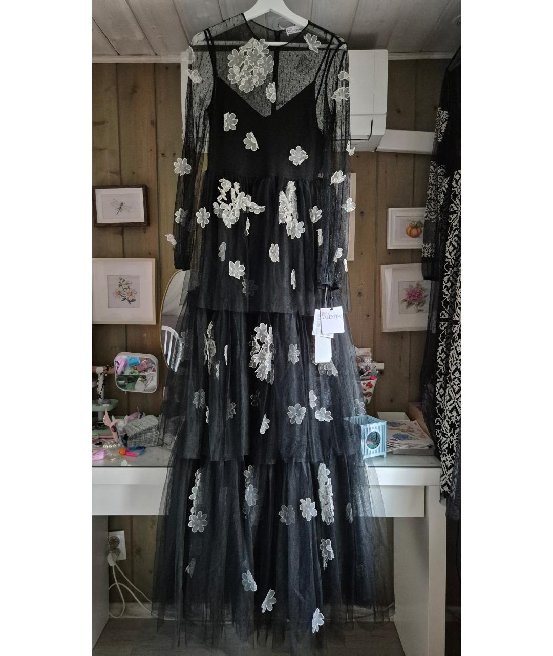 RED VALENTINO Черное полиэстеровое вечернее платье, фото 6