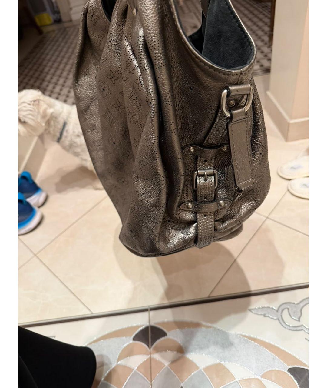 LOUIS VUITTON Антрацитовая кожаная сумка тоут, фото 2